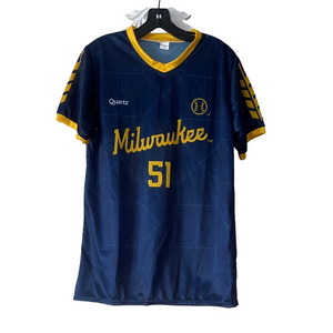 Milwaukee brewers peralta Navy Blue Short Sleeve Tee jersey shirt